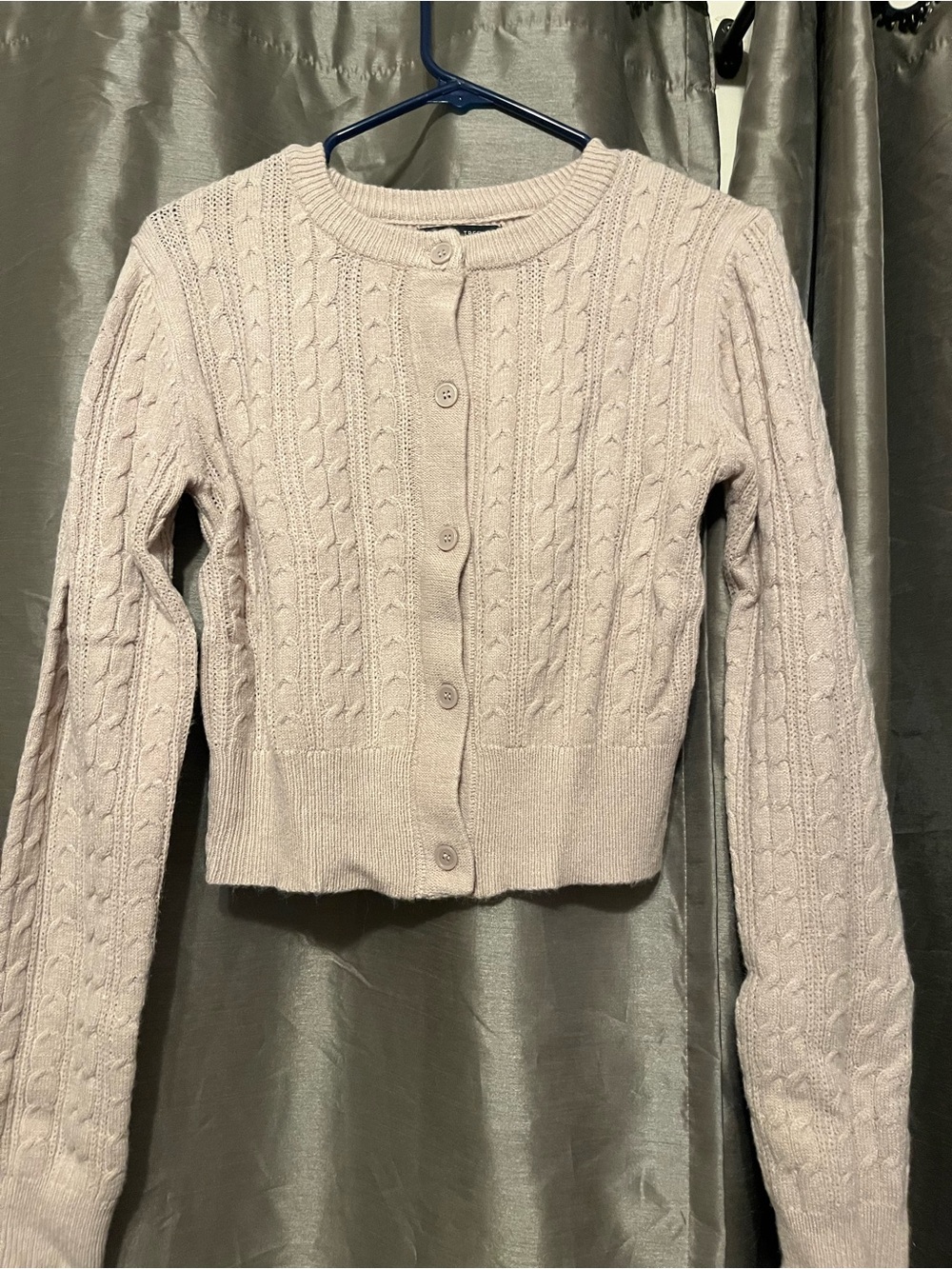 Love Tree Cable-Knit Button Cardigan - Light Taupe
